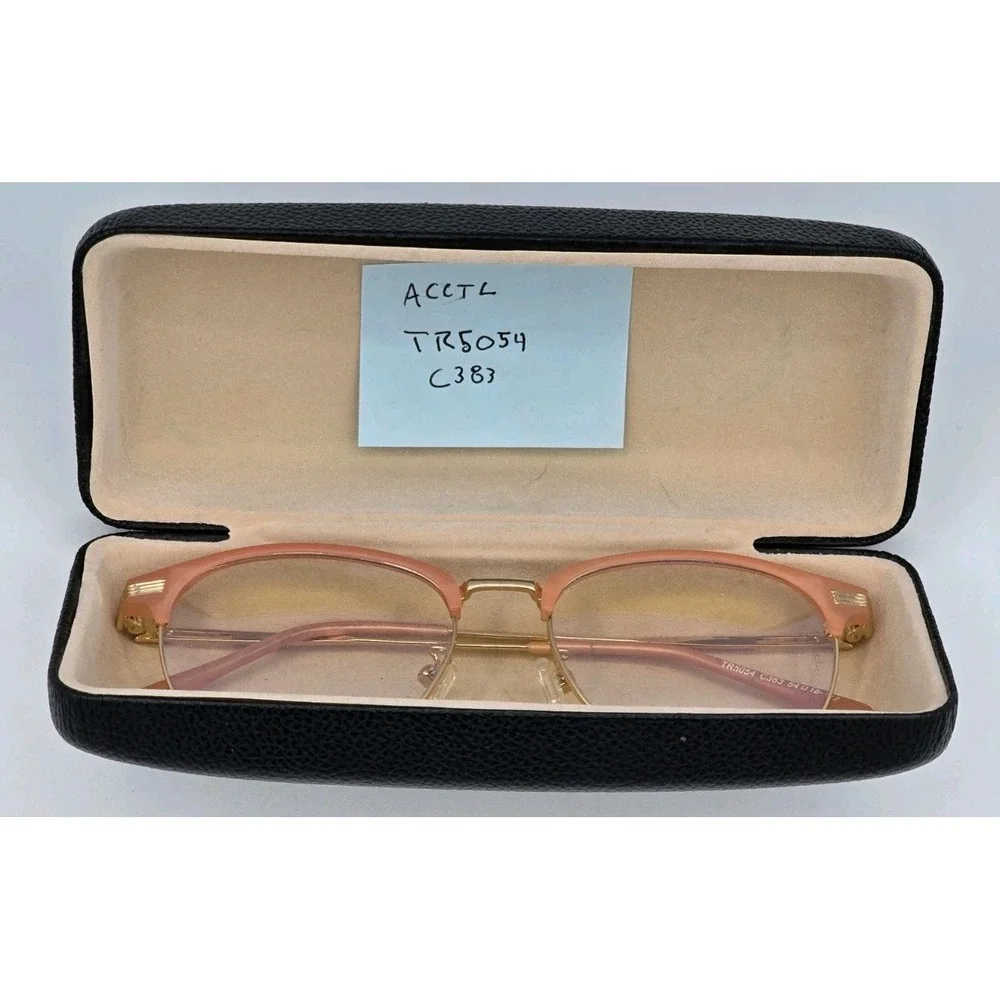 ATTCL EYEGLASSES FRAMES ONLY‎ TR5054 C383 54[]18 142 Pink Metal Frame Gold